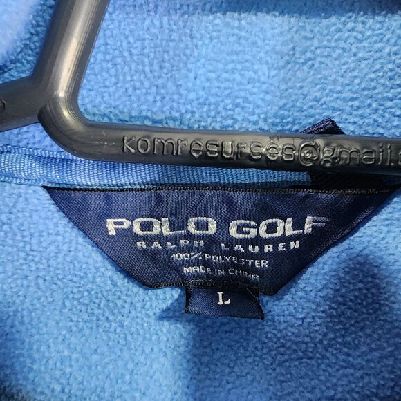 Mens Blue Polo Golf Ralph Lauren Pullover Fleece Sweatshirt OU Logo 1/4 Zip L - Picture 6 of 10